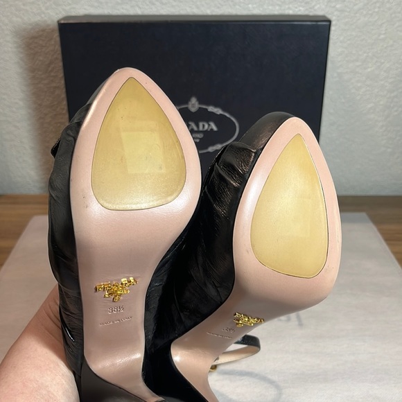 SOLDβ¨Pradaβ¨ NEW Calzature Donna Vit. Shine Lambskin Leather Heels EU Size 38.5 - Picture 11 of 17